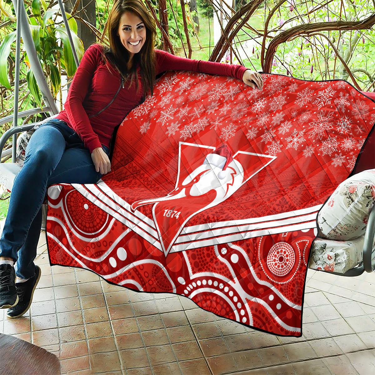 personalised-swans-football-christmas-quilt-merry-xmas-2023-mix-aboriginal-art