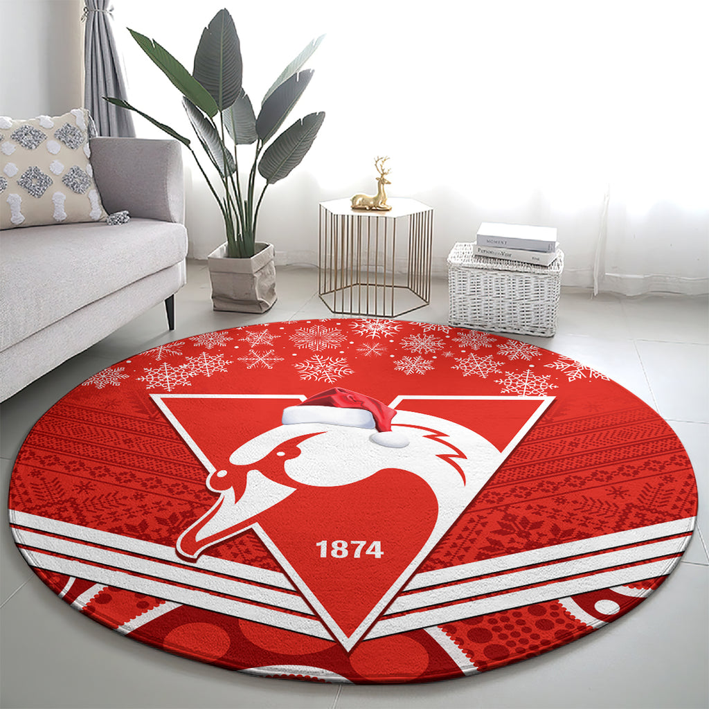 personalised-swans-football-christmas-round-carpet-merry-xmas-2023-mix-aboriginal-art