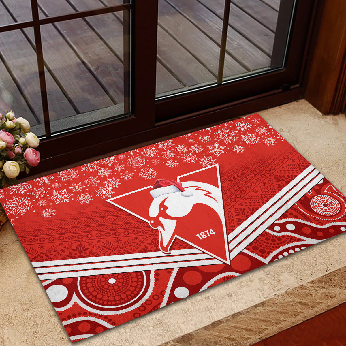 personalised-swans-football-christmas-rubber-doormat-merry-xmas-2023-mix-aboriginal-art