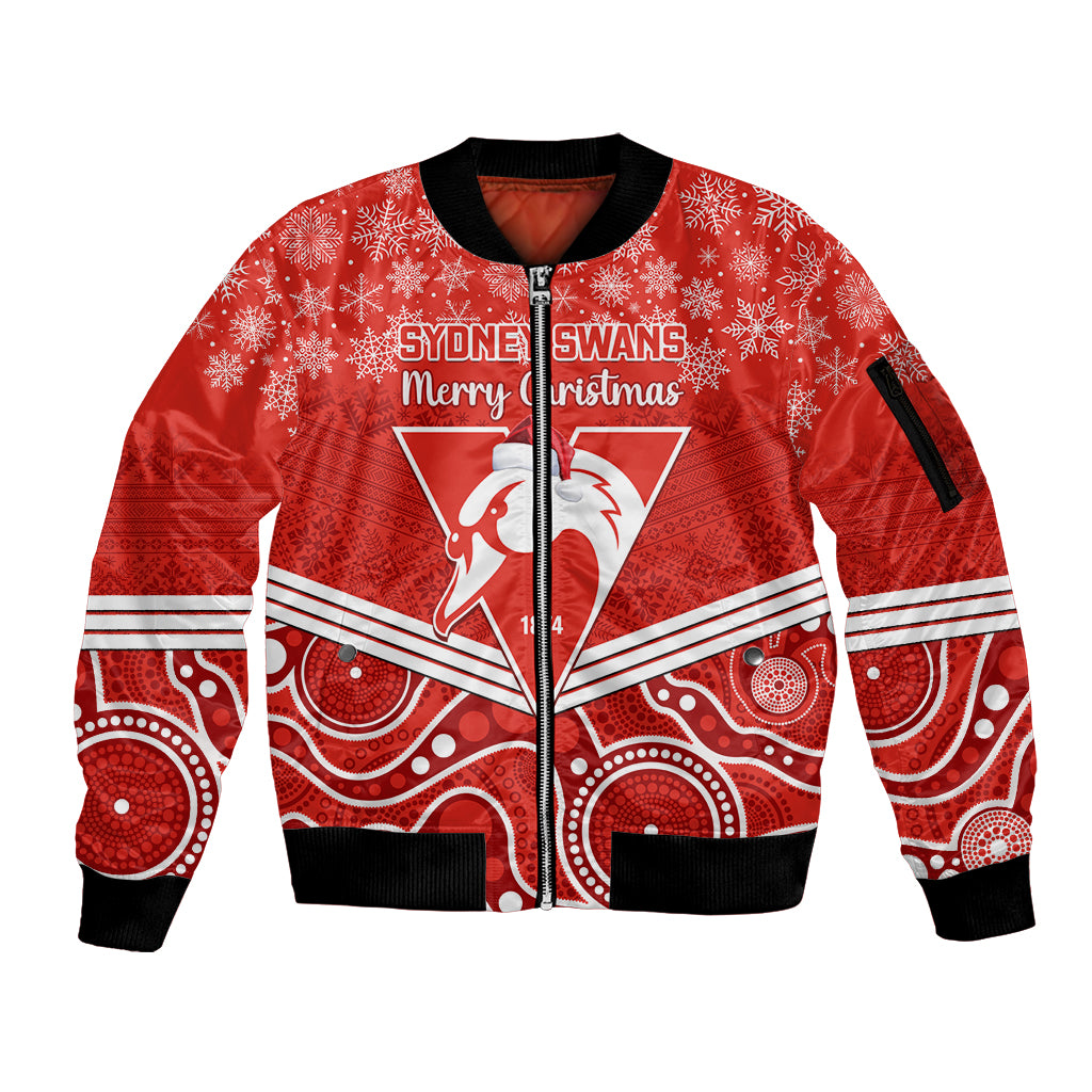personalised-swans-football-christmas-sleeve-zip-bomber-jacket-merry-xmas-2023-mix-aboriginal-art
