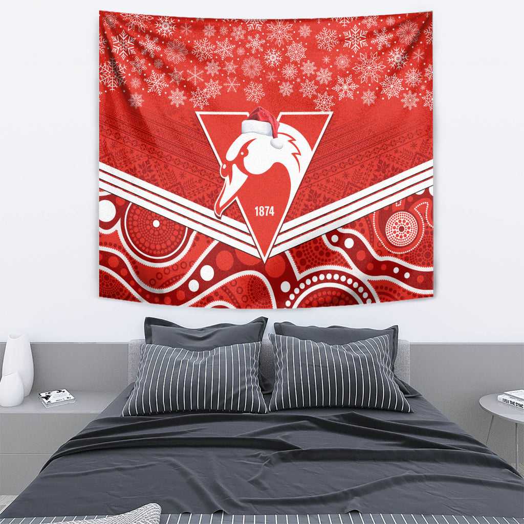 personalised-swans-football-christmas-tapestry-merry-xmas-2023-mix-aboriginal-art