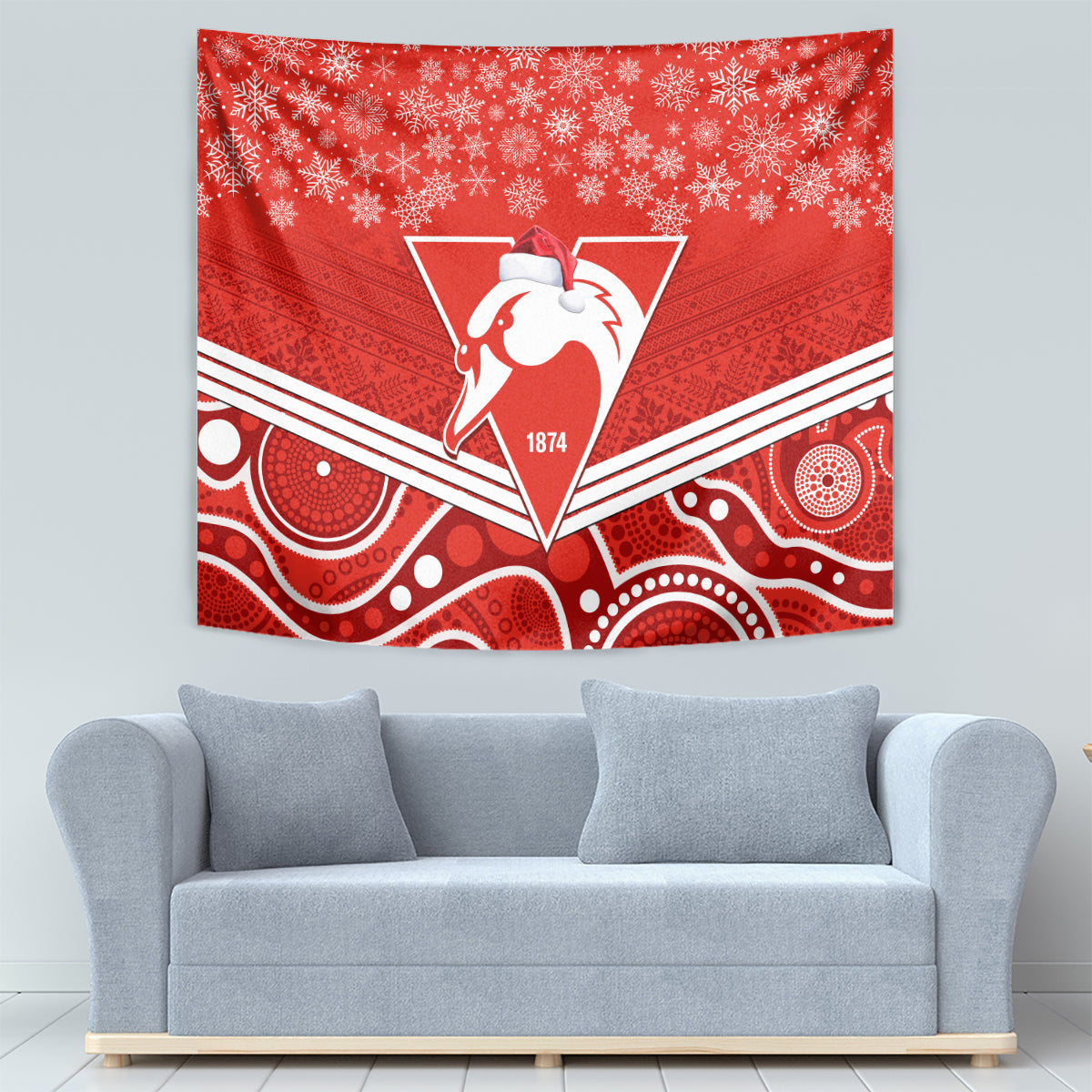 personalised-swans-football-christmas-tapestry-merry-xmas-2023-mix-aboriginal-art