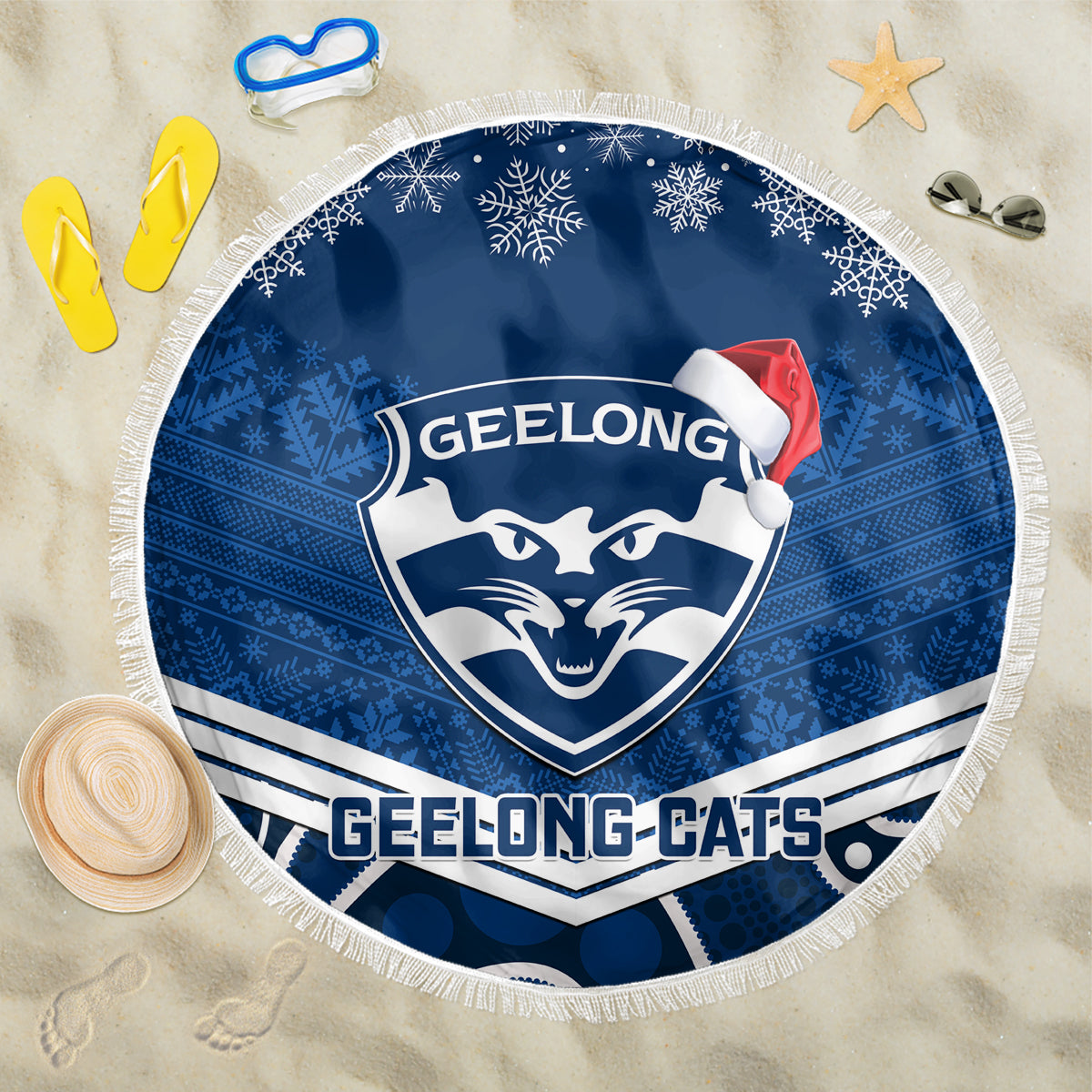 custom-geelong-football-christmas-beach-blanket-merry-xmas-2023-mix-aboriginal-art