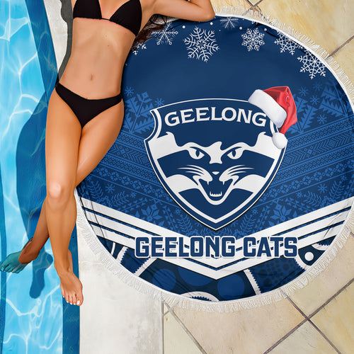 custom-geelong-football-christmas-beach-blanket-merry-xmas-2023-mix-aboriginal-art