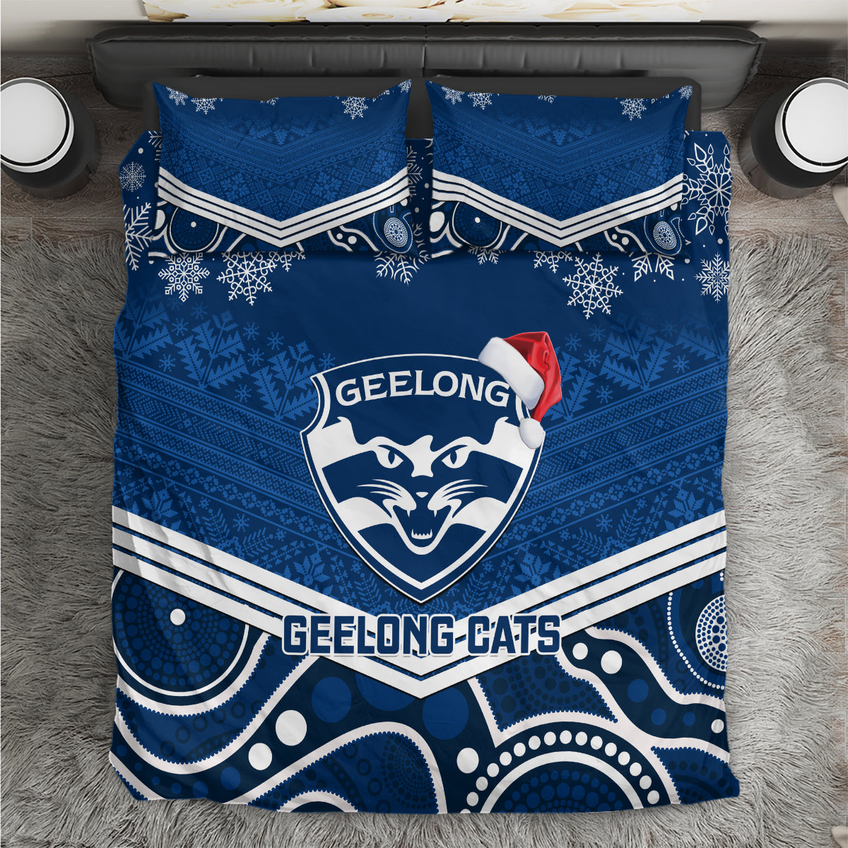 custom-geelong-football-christmas-bedding-set-merry-xmas-2023-mix-aboriginal-art