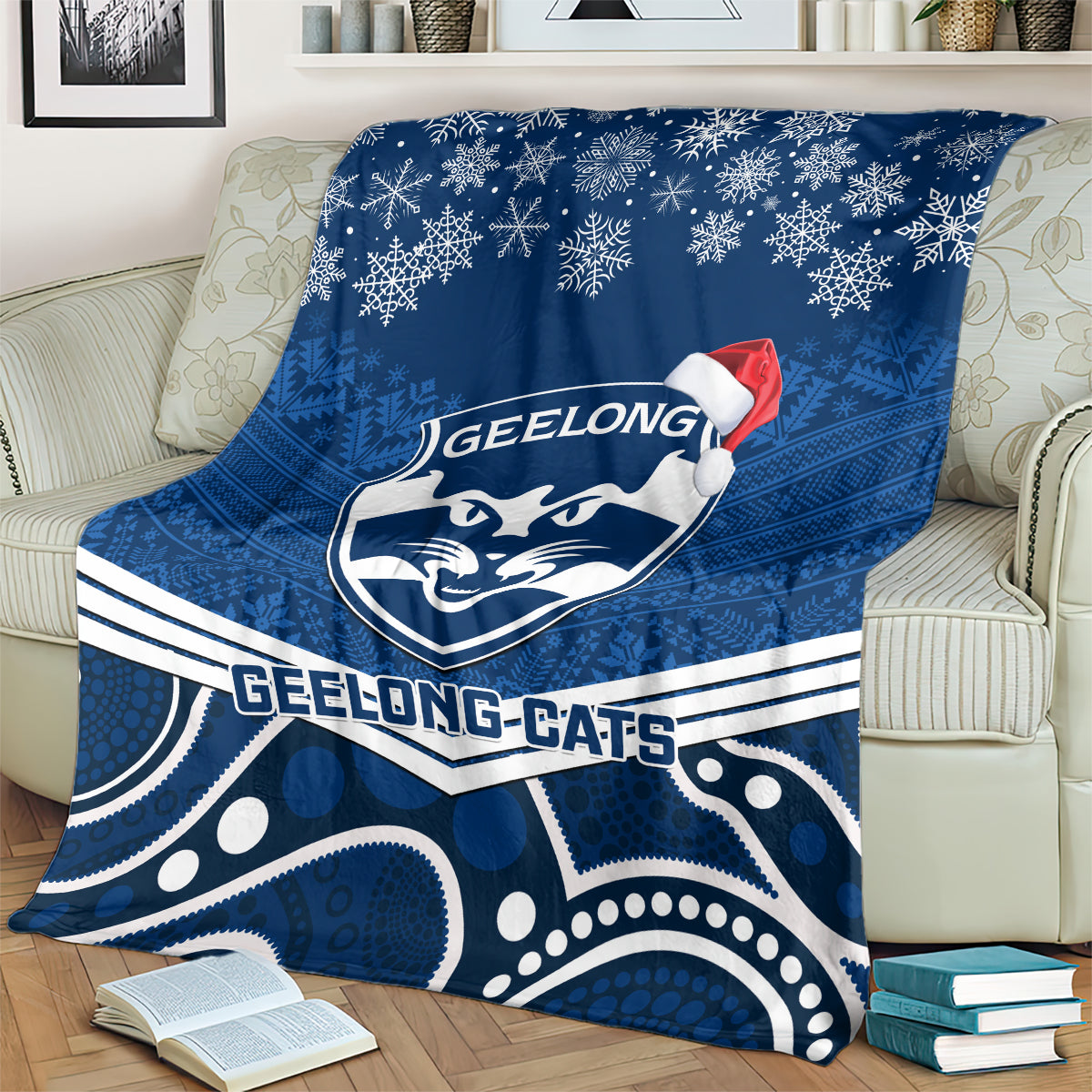 custom-geelong-football-christmas-blanket-merry-xmas-2023-mix-aboriginal-art