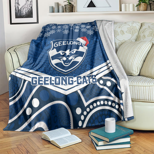 custom-geelong-football-christmas-blanket-merry-xmas-2023-mix-aboriginal-art