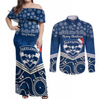 custom-geelong-football-christmas-couples-matching-off-shoulder-maxi-dress-and-long-sleeve-button-shirt-merry-xmas-2023-mix-aboriginal-art