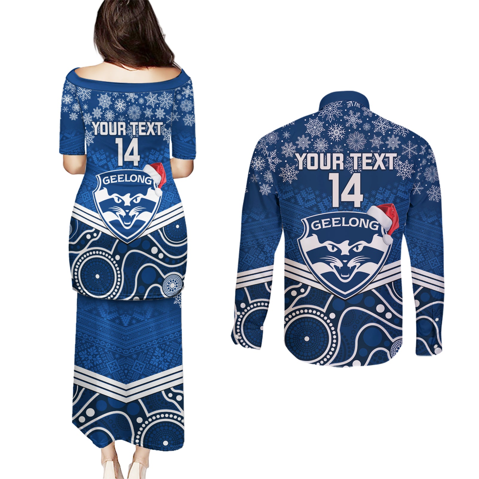 custom-geelong-football-christmas-couples-matching-puletasi-dress-and-long-sleeve-button-shirt-merry-xmas-2023-mix-aboriginal-art