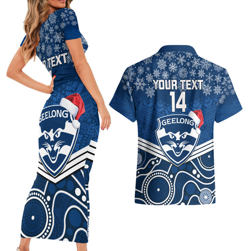 custom-geelong-football-christmas-couples-matching-short-sleeve-bodycon-dress-and-hawaiian-shirt-merry-xmas-2023-mix-aboriginal-art