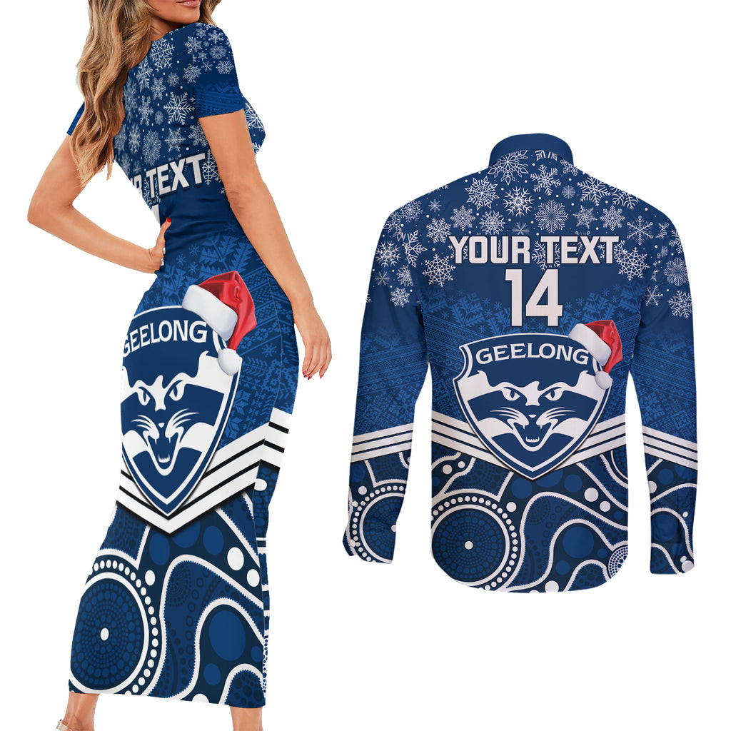 custom-geelong-football-christmas-couples-matching-short-sleeve-bodycon-dress-and-long-sleeve-button-shirt-merry-xmas-2023-mix-aboriginal-art