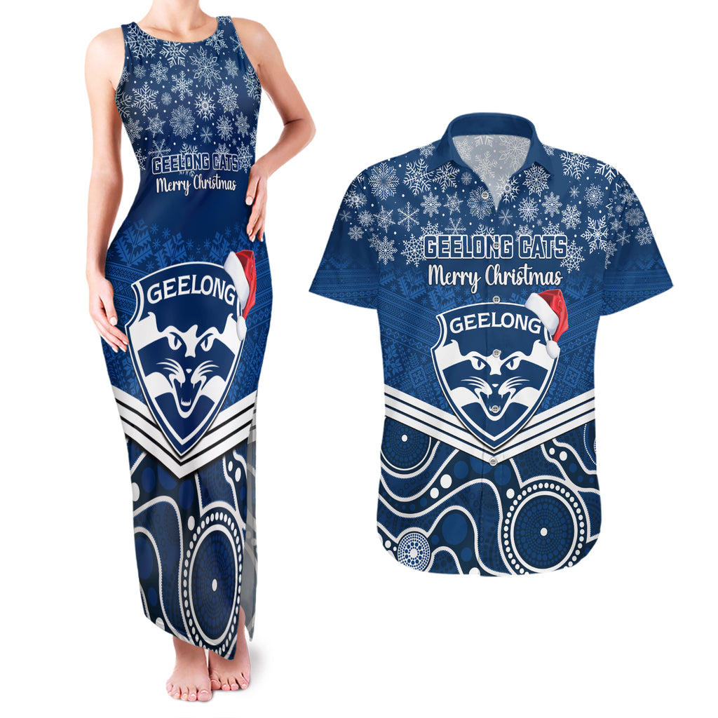 custom-geelong-football-christmas-couples-matching-tank-maxi-dress-and-hawaiian-shirt-merry-xmas-2023-mix-aboriginal-art