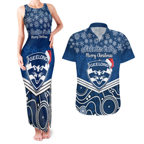 custom-geelong-football-christmas-couples-matching-tank-maxi-dress-and-hawaiian-shirt-merry-xmas-2023-mix-aboriginal-art
