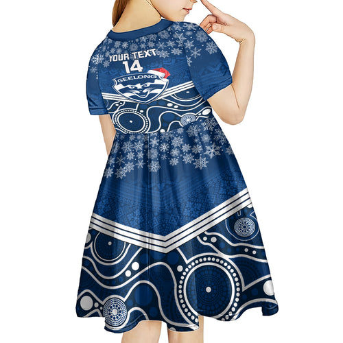 custom-geelong-football-christmas-kid-short-sleeve-dress-merry-xmas-2023-mix-aboriginal-art