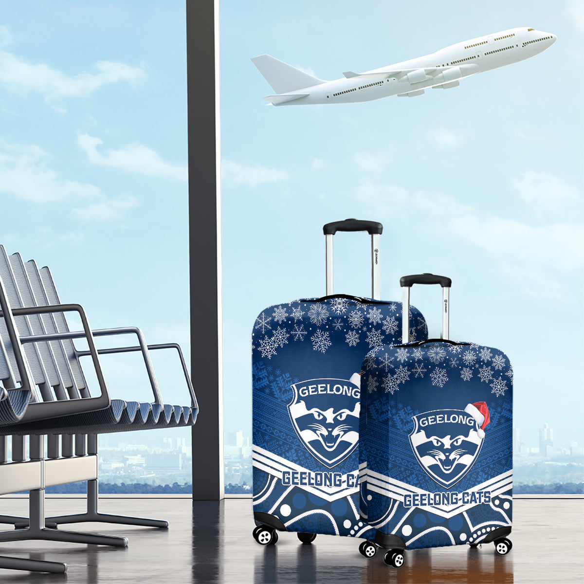 custom-geelong-football-christmas-luggage-cover-merry-xmas-2023-mix-aboriginal-art