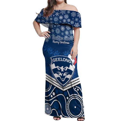 custom-geelong-football-christmas-off-shoulder-maxi-dress-merry-xmas-2023-mix-aboriginal-art