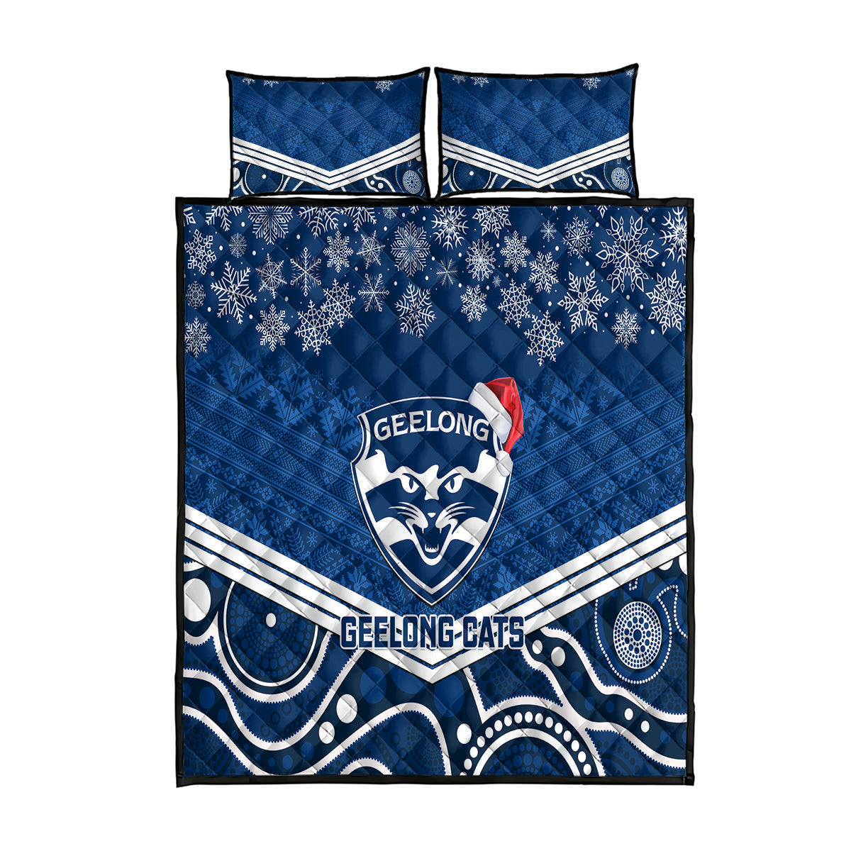 custom-geelong-football-christmas-quilt-bed-set-merry-xmas-2023-mix-aboriginal-art