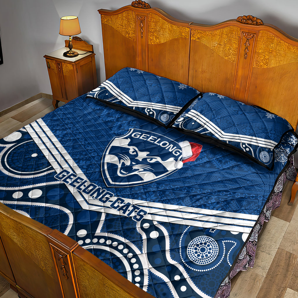 custom-geelong-football-christmas-quilt-bed-set-merry-xmas-2023-mix-aboriginal-art