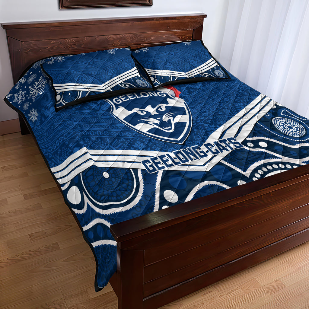 custom-geelong-football-christmas-quilt-bed-set-merry-xmas-2023-mix-aboriginal-art
