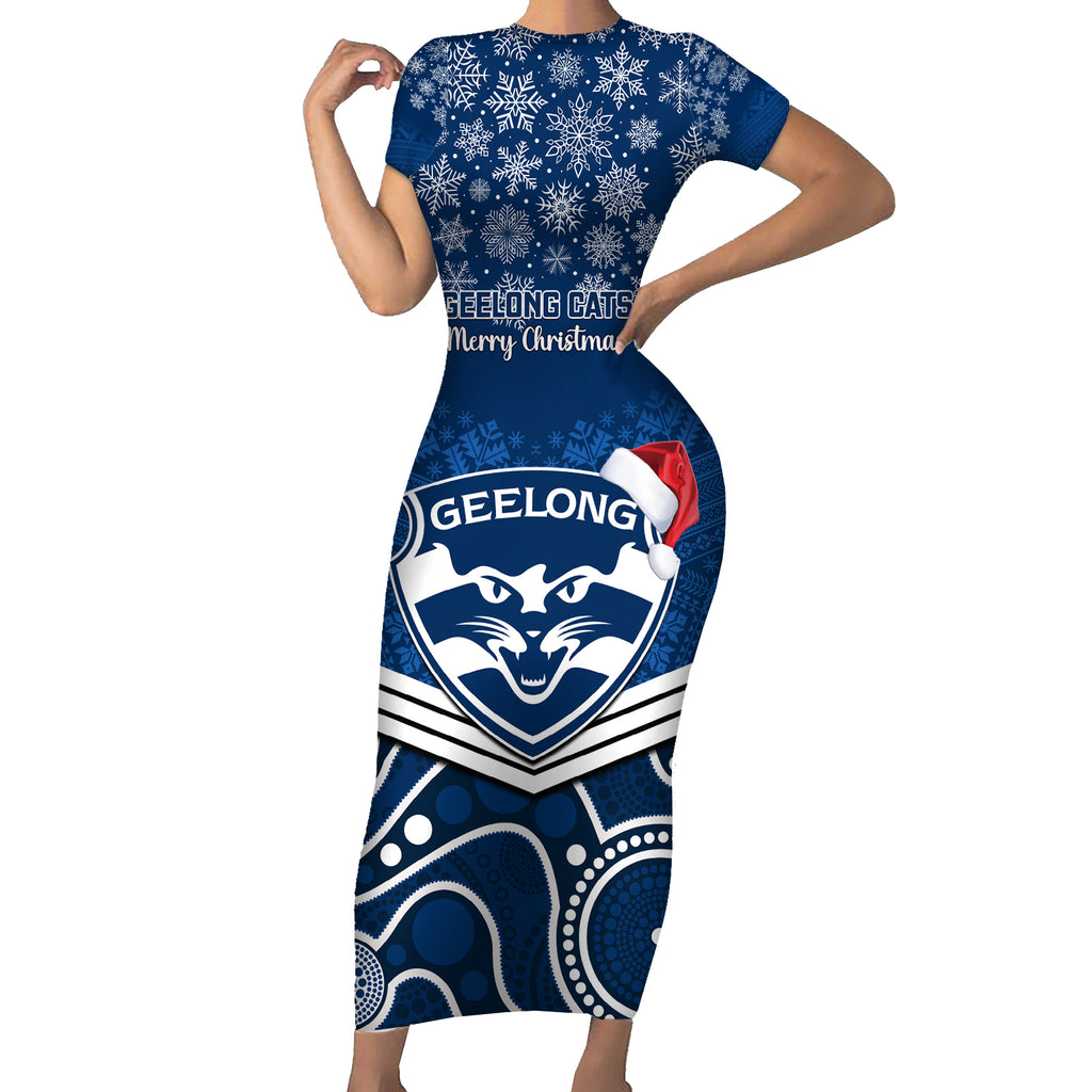 custom-geelong-football-christmas-short-sleeve-bodycon-dress-merry-xmas-2023-mix-aboriginal-art