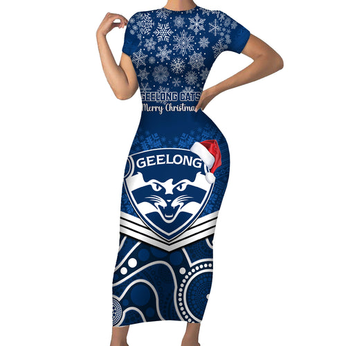 custom-geelong-football-christmas-short-sleeve-bodycon-dress-merry-xmas-2023-mix-aboriginal-art