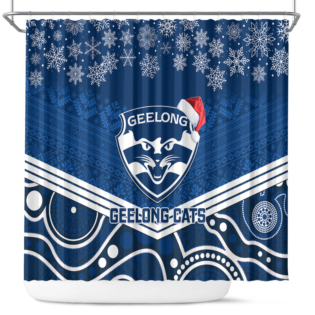 custom-geelong-football-christmas-shower-curtain-merry-xmas-2023-mix-aboriginal-art