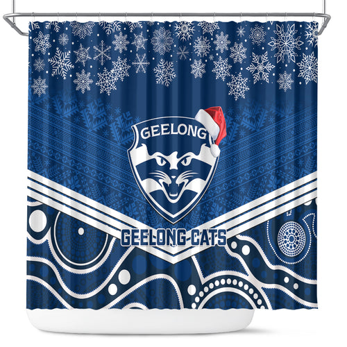 custom-geelong-football-christmas-shower-curtain-merry-xmas-2023-mix-aboriginal-art