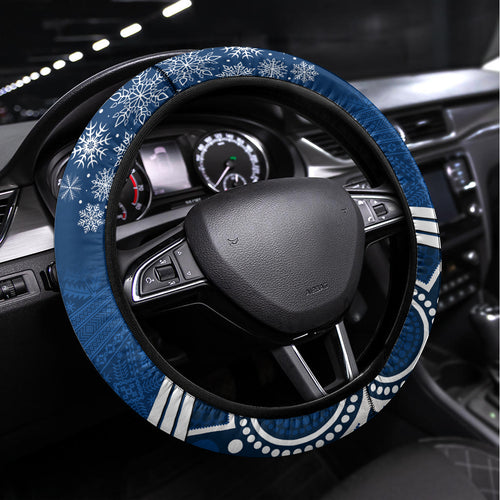 Geelong Football Christmas Steering Wheel Cover Merry Xmas 2023 Mix Aboriginal Art