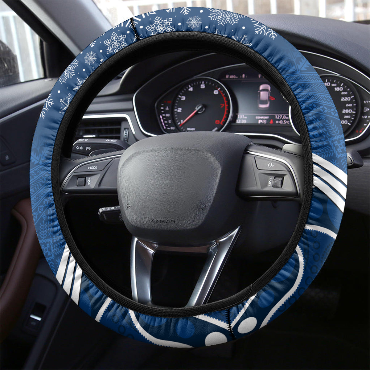 Geelong Football Christmas Steering Wheel Cover Merry Xmas 2023 Mix Aboriginal Art