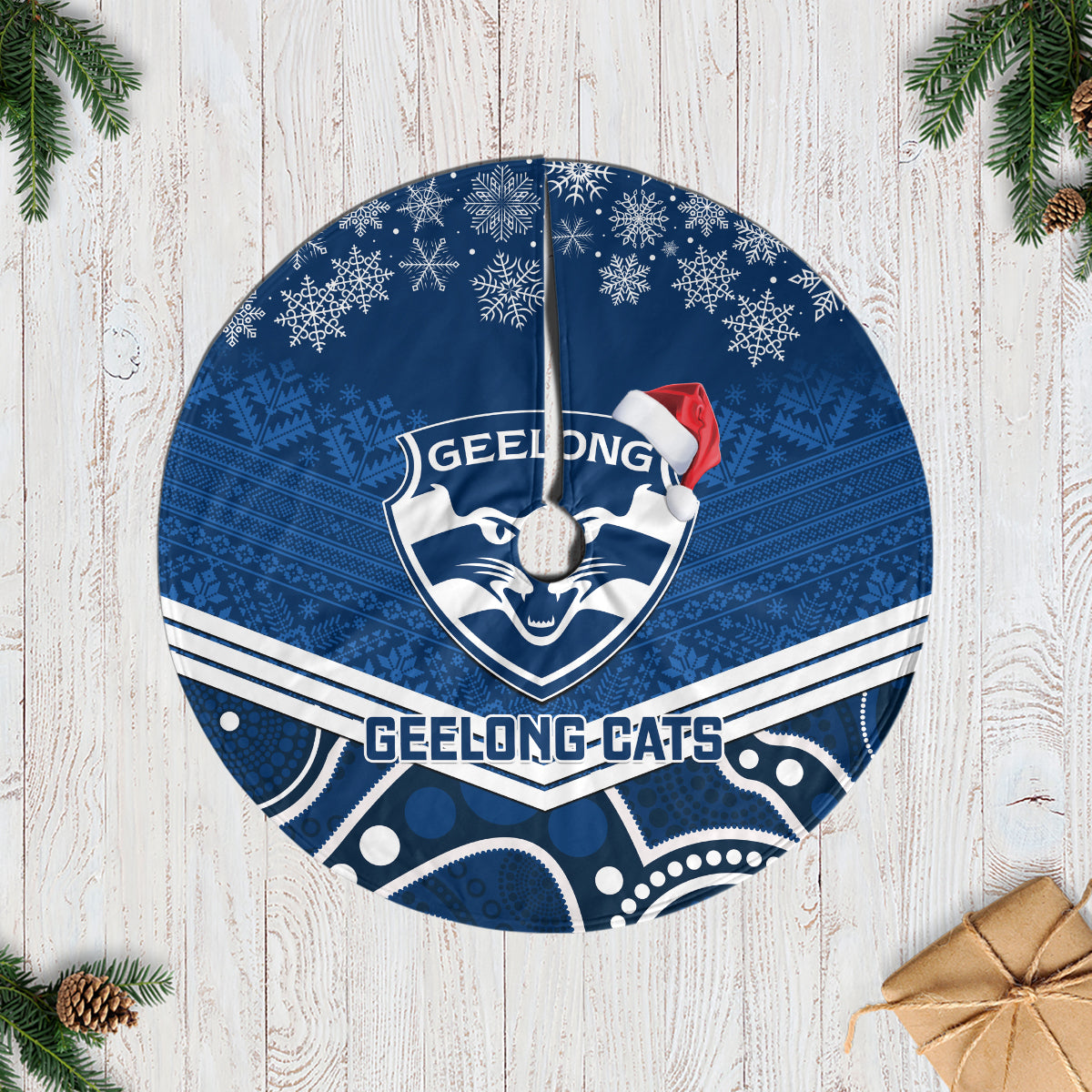 geelong-football-christmas-tree-skirt-merry-xmas-2023-mix-aboriginal-art