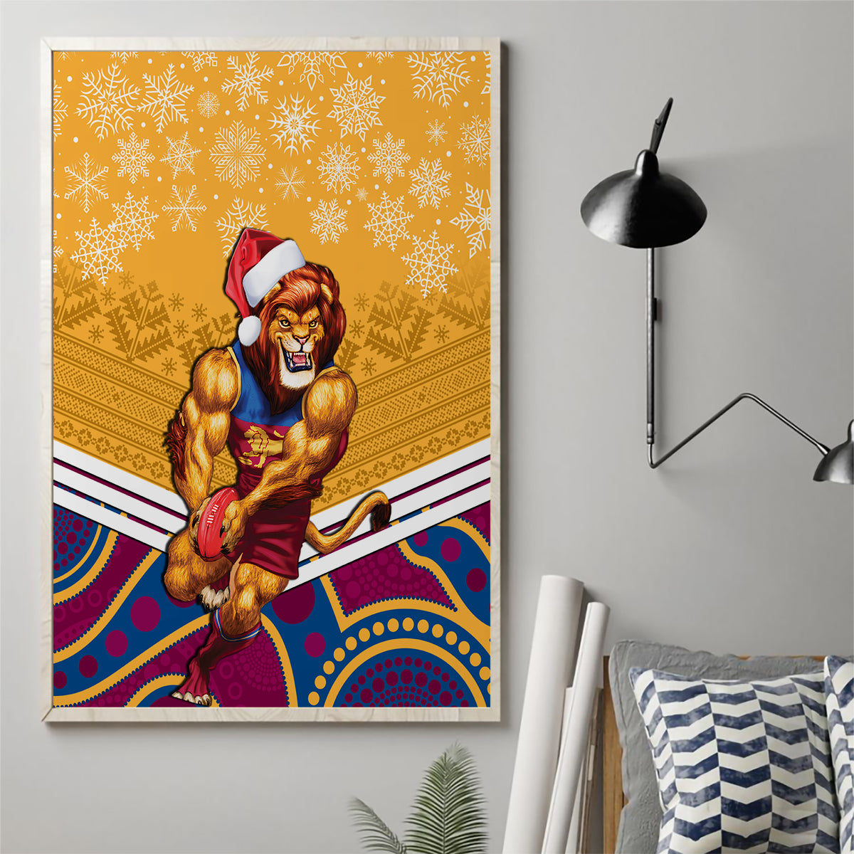 custom-brisbane-lions-football-christmas-canvas-wall-art-merry-xmas-2023-mix-aboriginal-art