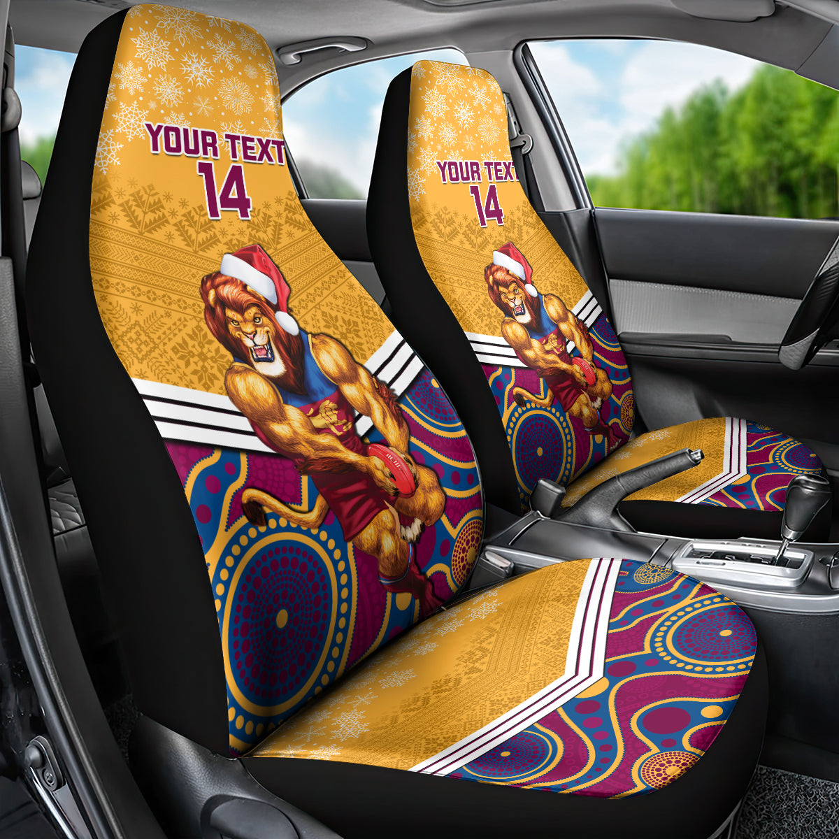 custom-brisbane-lions-football-christmas-car-seat-cover-merry-xmas-2023-mix-aboriginal-art