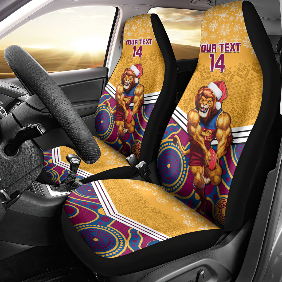 custom-brisbane-lions-football-christmas-car-seat-cover-merry-xmas-2023-mix-aboriginal-art