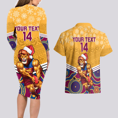 custom-brisbane-lions-football-christmas-couples-matching-long-sleeve-bodycon-dress-and-hawaiian-shirt-merry-xmas-2023-mix-aboriginal-art