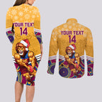custom-brisbane-lions-football-christmas-couples-matching-long-sleeve-bodycon-dress-and-long-sleeve-button-shirt-merry-xmas-2023-mix-aboriginal-art