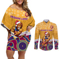 custom-brisbane-lions-football-christmas-couples-matching-off-shoulder-short-dress-and-long-sleeve-button-shirt-merry-xmas-2023-mix-aboriginal-art