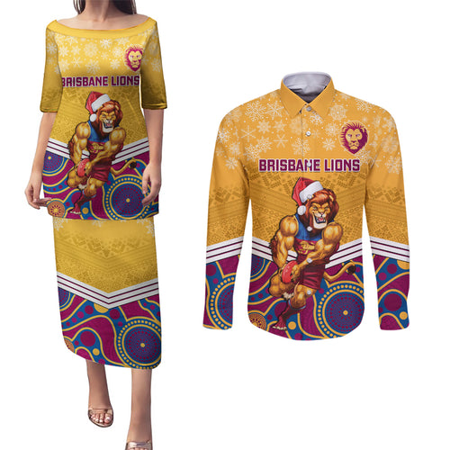 custom-brisbane-lions-football-christmas-couples-matching-puletasi-dress-and-long-sleeve-button-shirt-merry-xmas-2023-mix-aboriginal-art