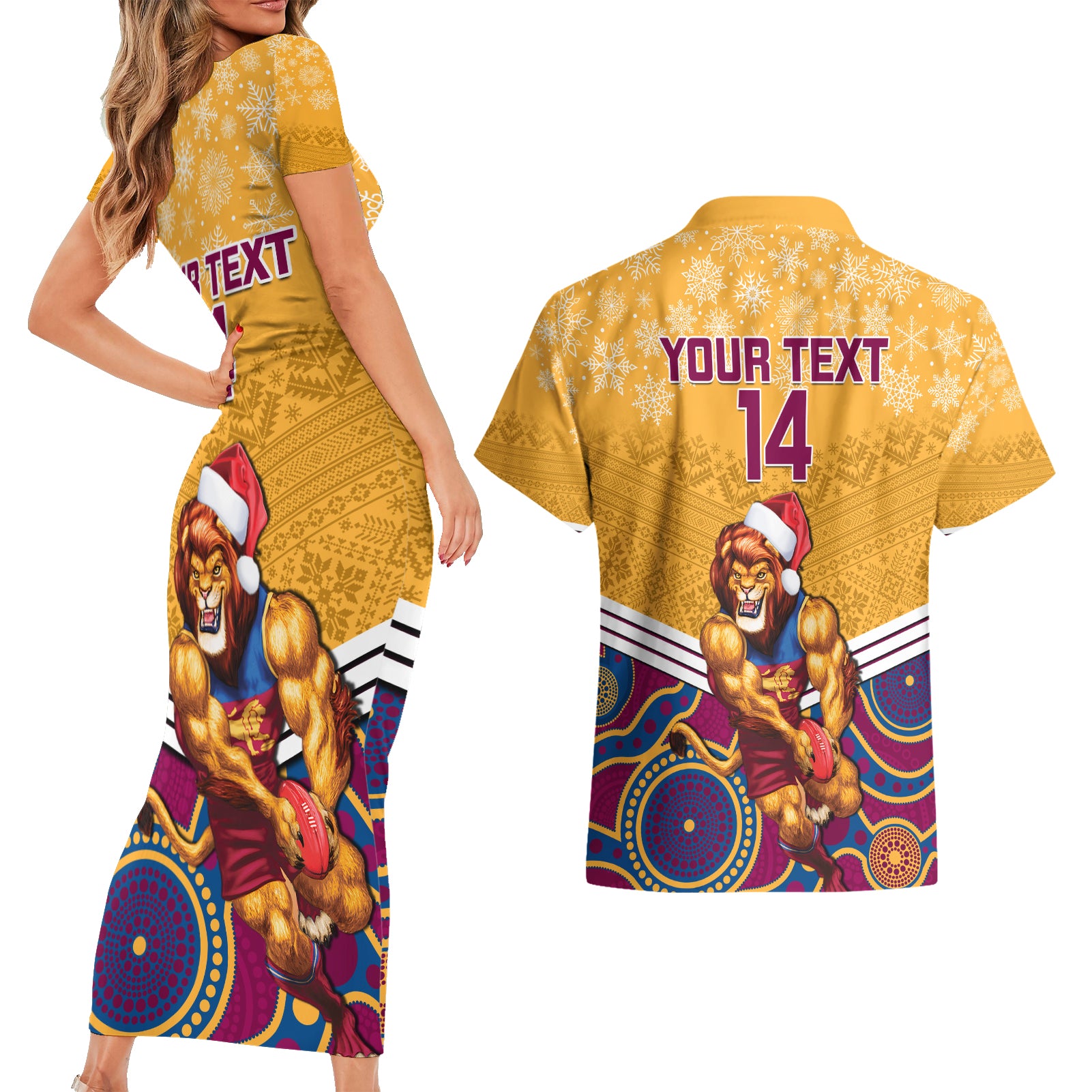 custom-brisbane-lions-football-christmas-couples-matching-short-sleeve-bodycon-dress-and-hawaiian-shirt-merry-xmas-2023-mix-aboriginal-art