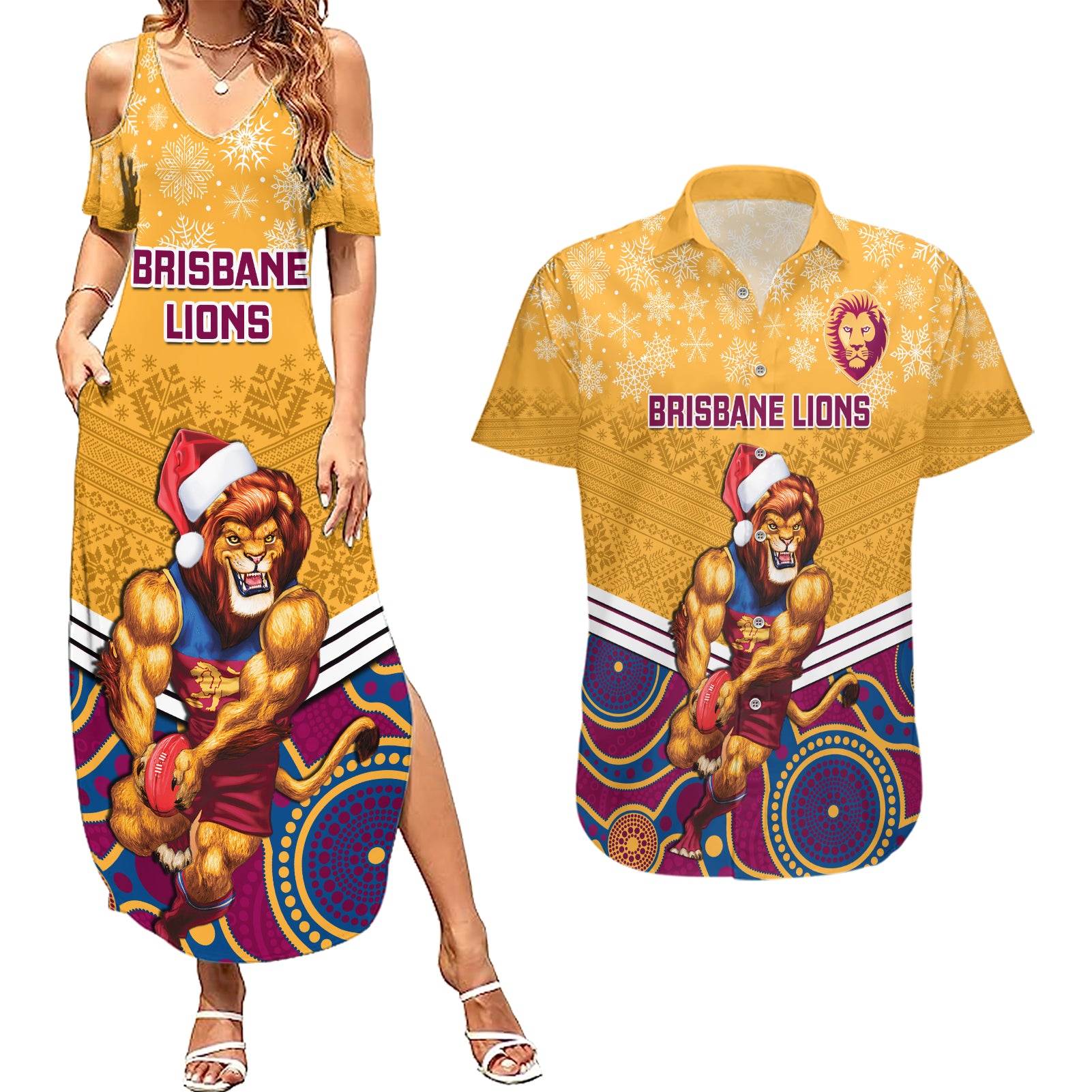 custom-brisbane-lions-football-christmas-couples-matching-summer-maxi-dress-and-hawaiian-shirt-merry-xmas-2023-mix-aboriginal-art