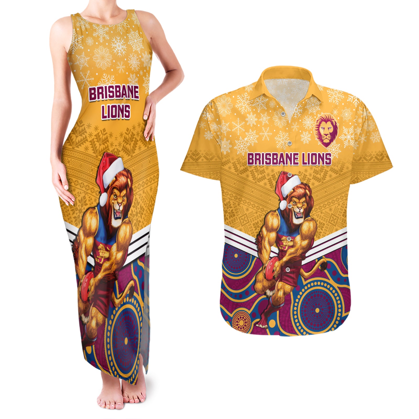 custom-brisbane-lions-football-christmas-couples-matching-tank-maxi-dress-and-hawaiian-shirt-merry-xmas-2023-mix-aboriginal-art