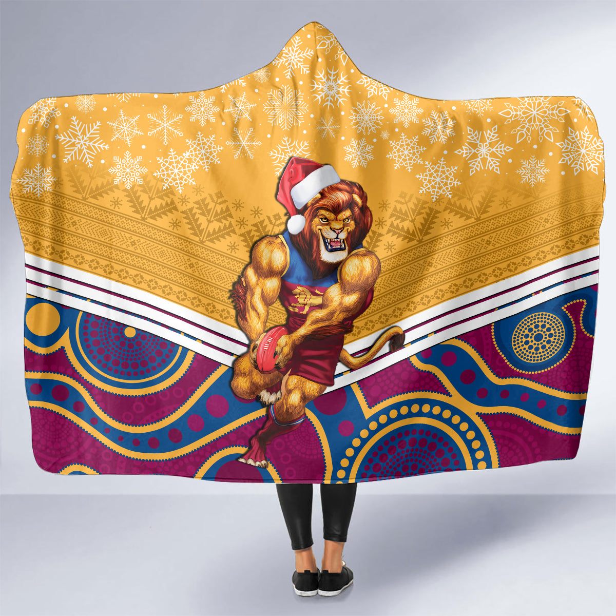 custom-brisbane-lions-football-christmas-hooded-blanket-merry-xmas-2023-mix-aboriginal-art