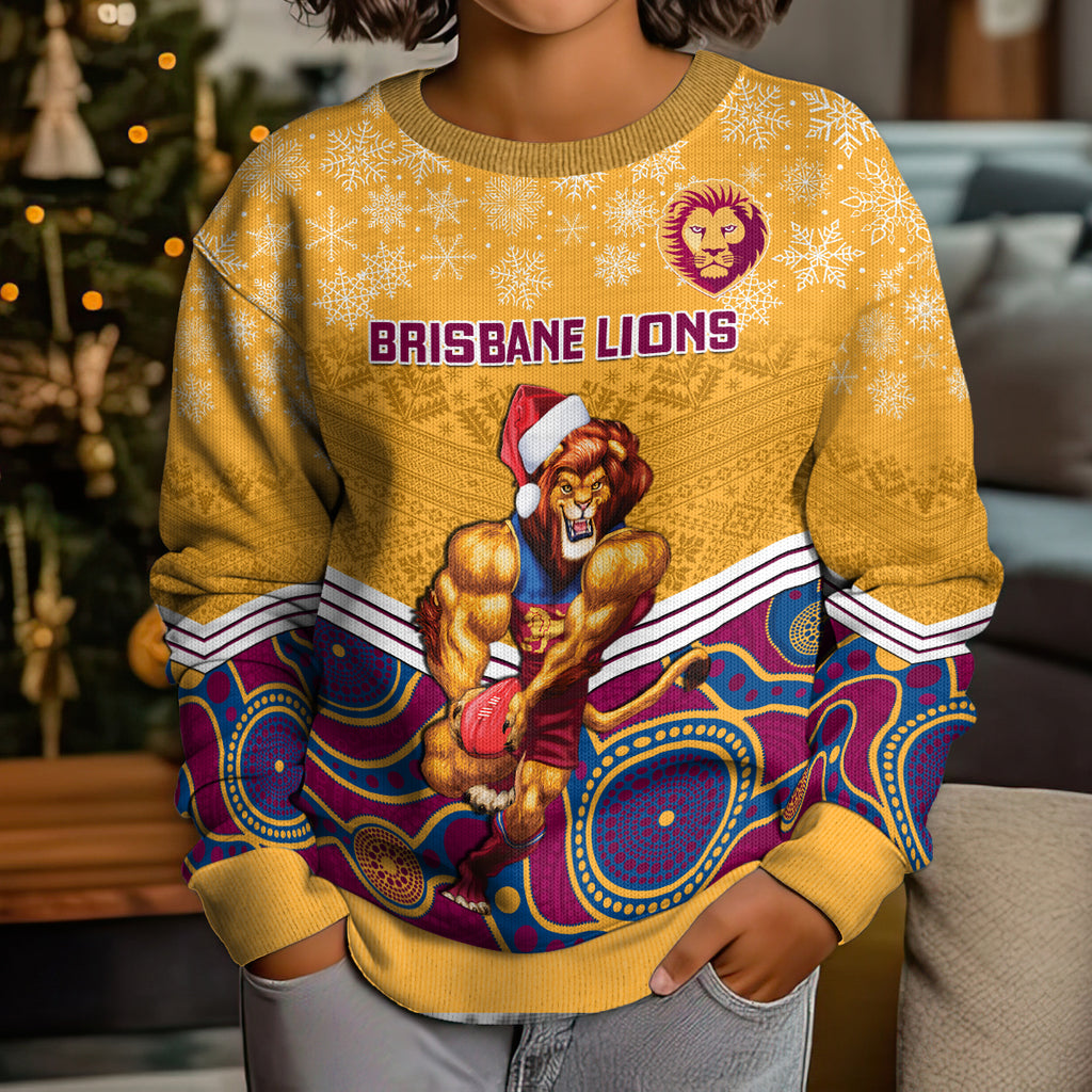 custom-brisbane-lions-football-christmas-kid-ugly-christmas-sweater-merry-xmas-2023-mix-aboriginal-art