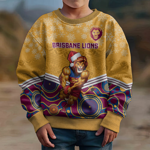 custom-brisbane-lions-football-christmas-kid-ugly-christmas-sweater-merry-xmas-2023-mix-aboriginal-art