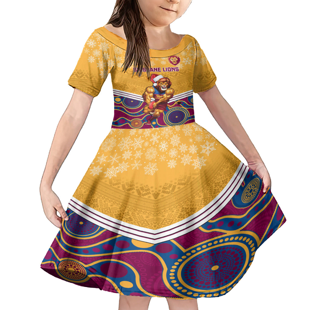custom-brisbane-lions-football-christmas-kid-short-sleeve-dress-merry-xmas-2023-mix-aboriginal-art