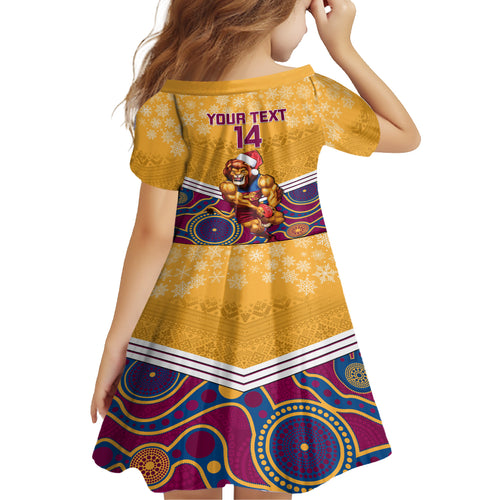 custom-brisbane-lions-football-christmas-kid-short-sleeve-dress-merry-xmas-2023-mix-aboriginal-art