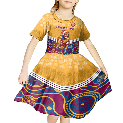 custom-brisbane-lions-football-christmas-kid-short-sleeve-dress-merry-xmas-2023-mix-aboriginal-art