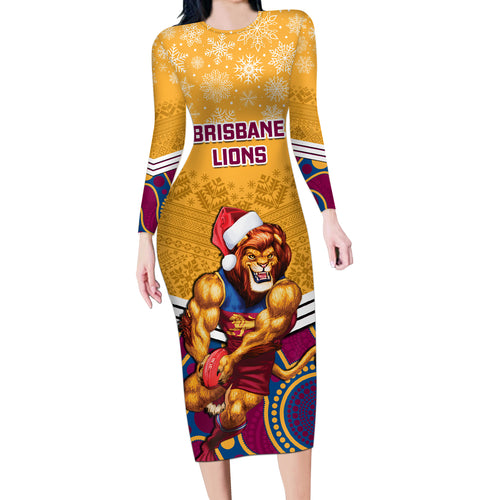 custom-brisbane-lions-football-christmas-long-sleeve-bodycon-dress-merry-xmas-2023-mix-aboriginal-art
