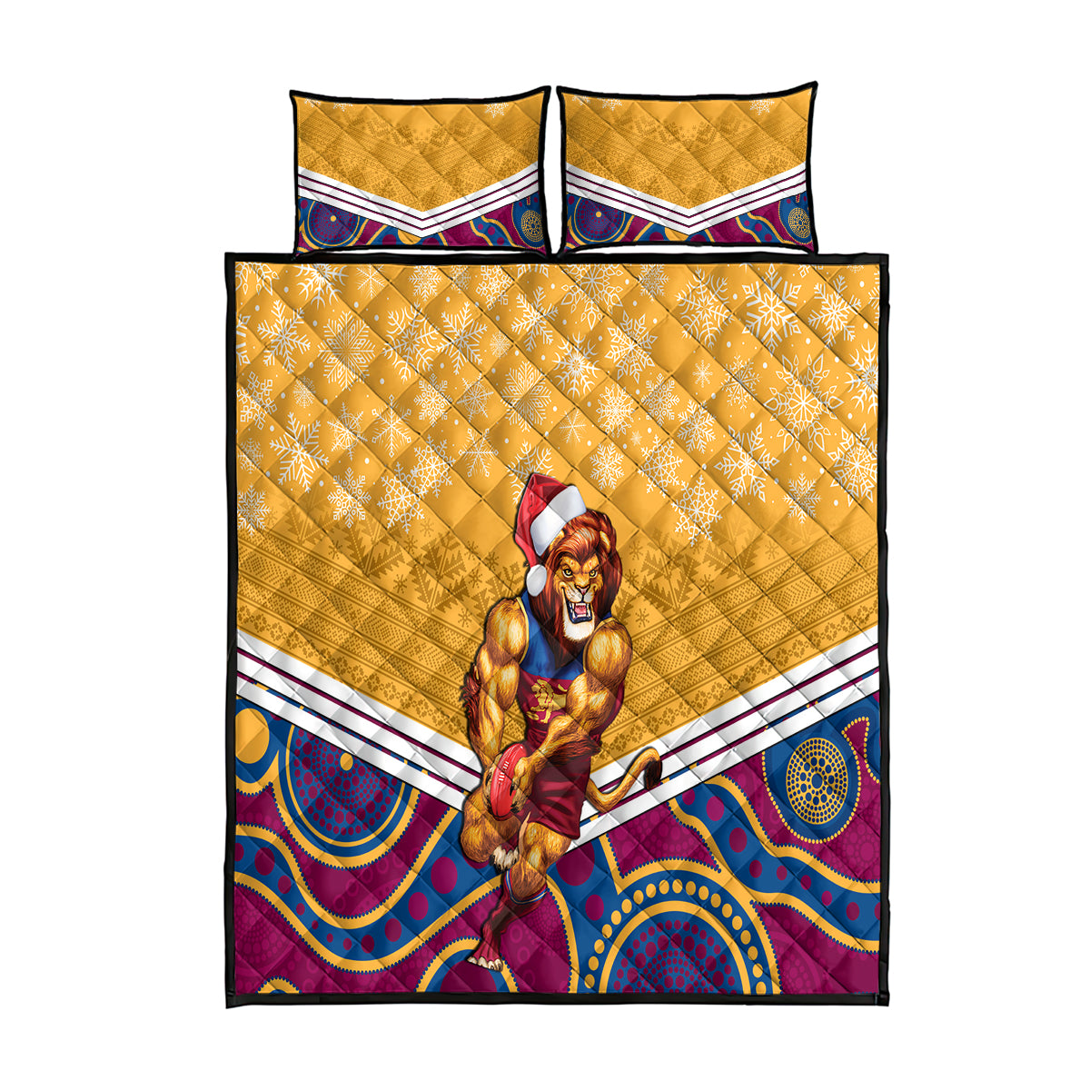 custom-brisbane-lions-football-christmas-quilt-bed-set-merry-xmas-2023-mix-aboriginal-art