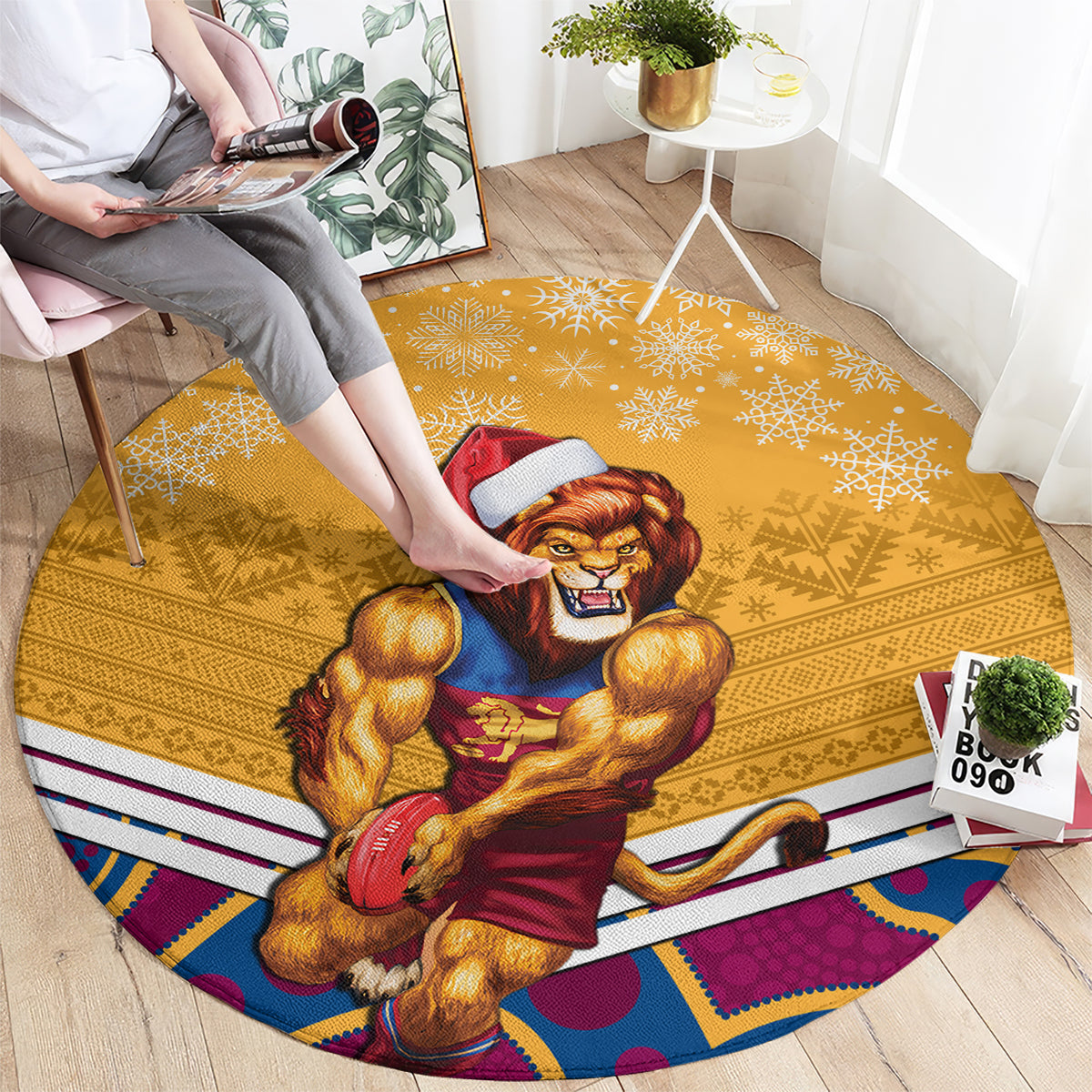 custom-brisbane-lions-football-christmas-round-carpet-merry-xmas-2023-mix-aboriginal-art