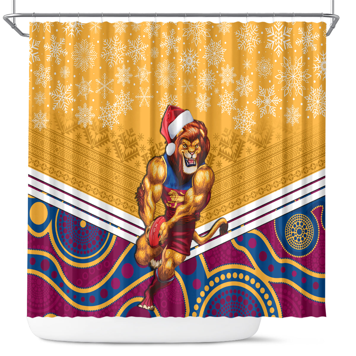 custom-brisbane-lions-football-christmas-shower-curtain-merry-xmas-2023-mix-aboriginal-art